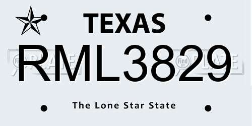 RML3829 Texas License Plate