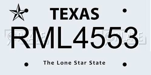 RML4553 Texas License Plate