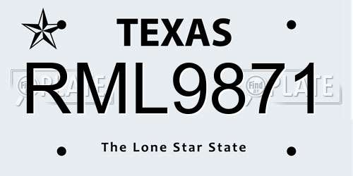 RML9871 Texas License Plate