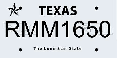 RMM1650 Texas License Plate
