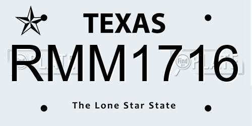 RMM1716 Texas License Plate