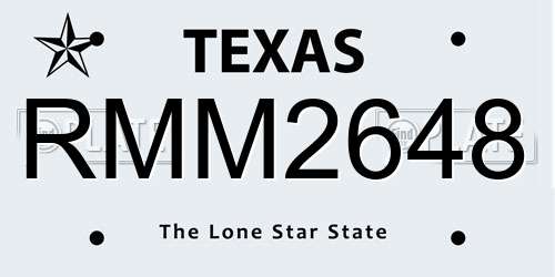 RMM2648 Texas License Plate