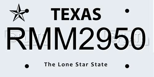 RMM2950 Texas License Plate