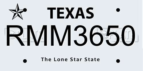 RMM3650 Texas License Plate