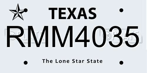 RMM4035 Texas License Plate