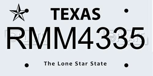 RMM4335 Texas License Plate