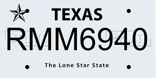 RMM6940 Texas License Plate