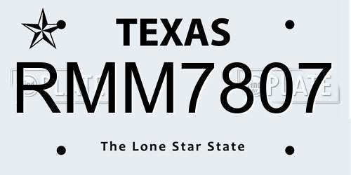 RMM7807 Texas License Plate