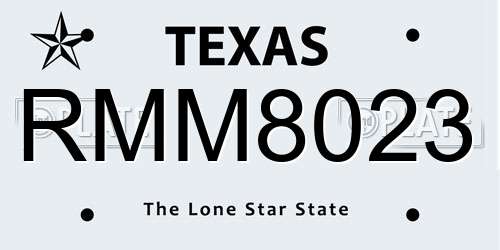 RMM8023 Texas License Plate