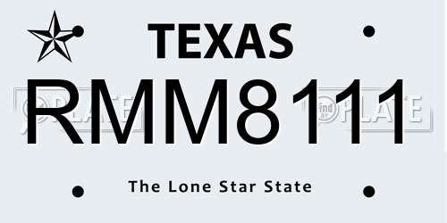 RMM8111 Texas License Plate