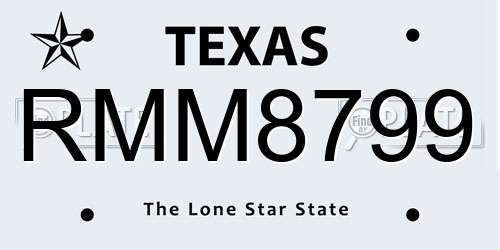 RMM8799 Texas License Plate