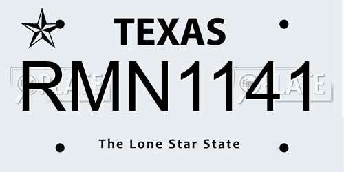 RMN1141 Texas License Plate