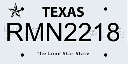 RMN2218 Texas License Plate