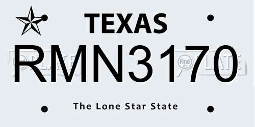 RMN3170 Texas License Plate