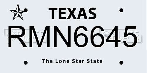RMN6645 Texas License Plate
