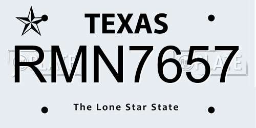 RMN7657 Texas License Plate
