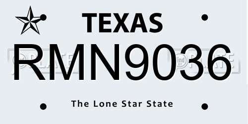 RMN9036 Texas License Plate