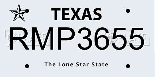 RMP3655 Texas License Plate