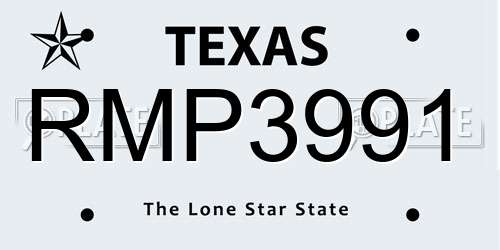 RMP3991 Texas License Plate