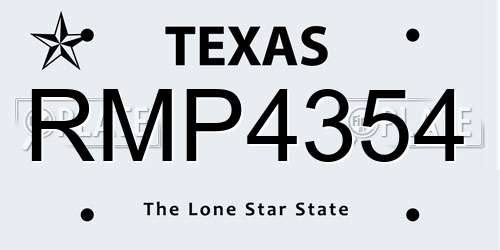 RMP4354 Texas License Plate