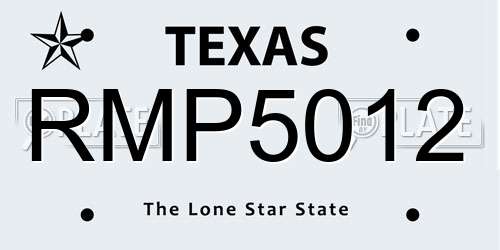 RMP5012 Texas License Plate