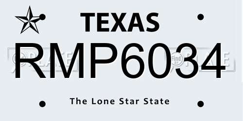 RMP6034 Texas License Plate
