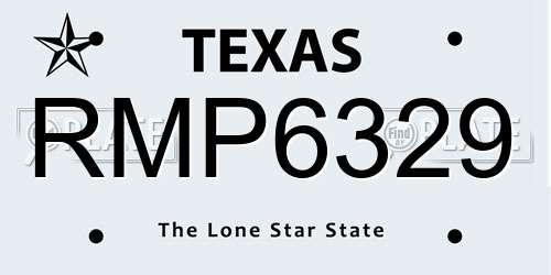 RMP6329 Texas License Plate