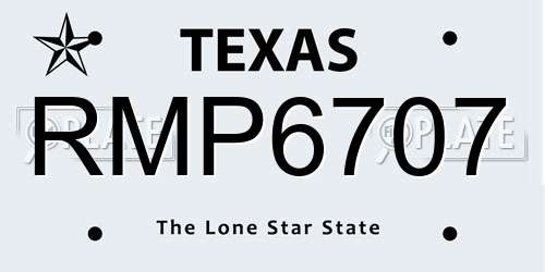 RMP6707 Texas License Plate