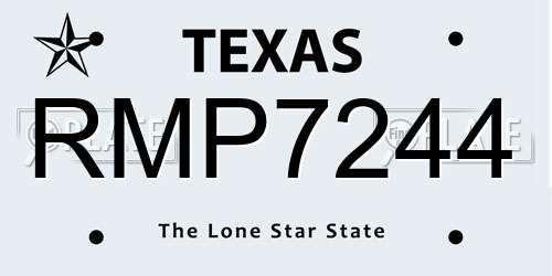 RMP7244 Texas License Plate