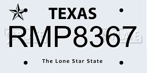 RMP8367 Texas License Plate
