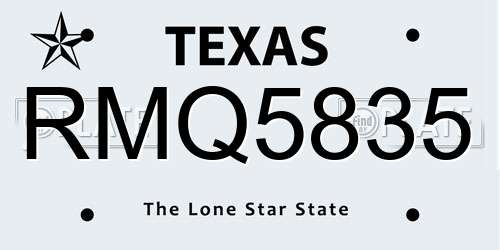 RMQ5835 Texas License Plate