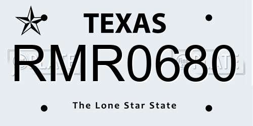 RMR0680 Texas License Plate