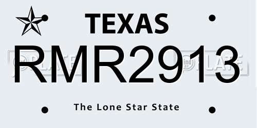 RMR2913 Texas License Plate