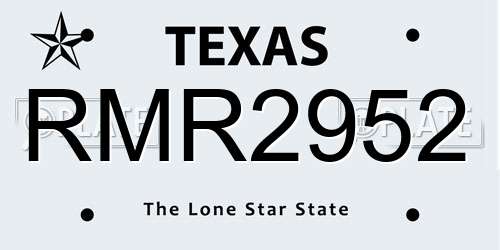 RMR2952 Texas License Plate