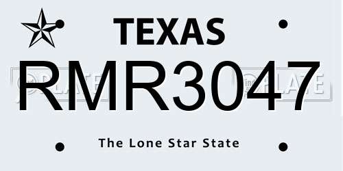 RMR3047 Texas License Plate