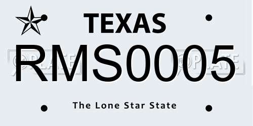 RMS0005 Texas License Plate