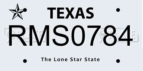 RMS0784 Texas License Plate
