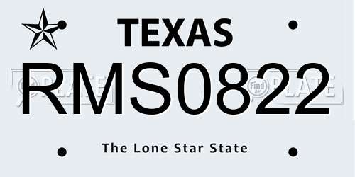 RMS0822 Texas License Plate