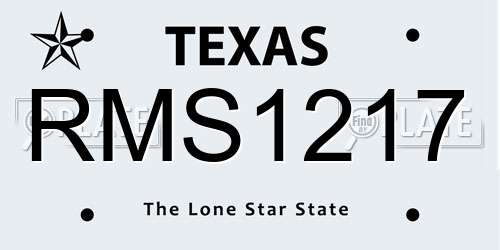 RMS1217 Texas License Plate