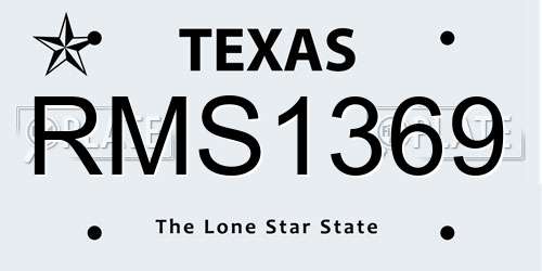 RMS1369 Texas License Plate