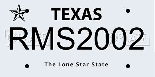 RMS2002 Texas License Plate