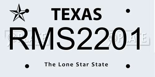 RMS2201 Texas License Plate