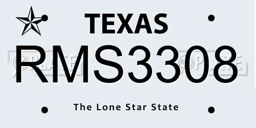 RMS3308 Texas License Plate