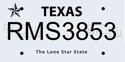 RMS3853 Texas License Plate