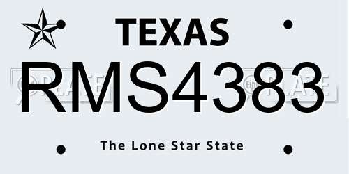 RMS4383 Texas License Plate