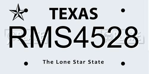 RMS4528 Texas License Plate
