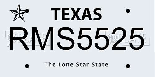 RMS5525 Texas License Plate