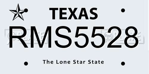 RMS5528 Texas License Plate
