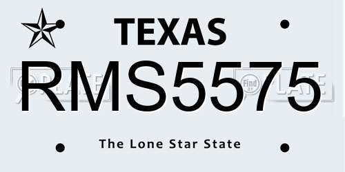RMS5575 Texas License Plate