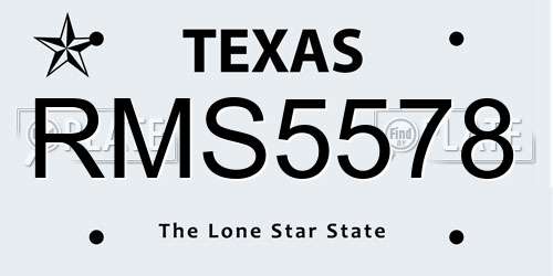 RMS5578 Texas License Plate